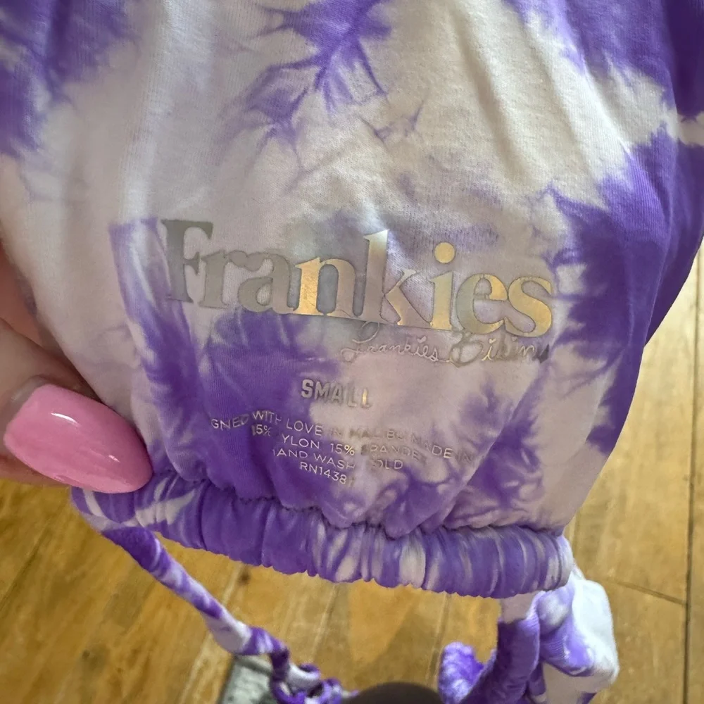 Frankie's Bikinis Purple Tie-Dye Bikini Top Small